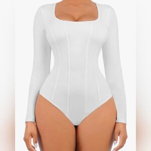 FeelinGirl Thong Basic Square Neck Slimming Top Shapewear Bodysuit #747 NWOT